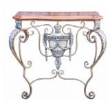 French Louis XV Style Wrought Iron Console Table