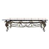 Iron Wrought Seahorse Table With Glass Top