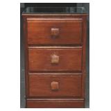 Vintage Oak Side Dresser with Glass Top