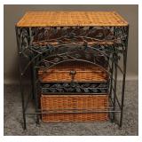 Wicker, Black Metal Side Table Set (3)