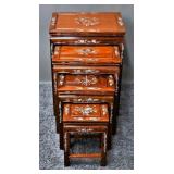 Rosewood Inlaid Nest Tables (4)