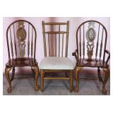 Carved Oak Side Chairs (3)