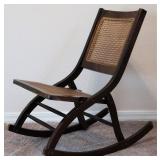 Vintage Caned Back & Seat Folding Rocking Chair