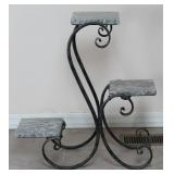 Metal & Granite Curlicue Plant Stand