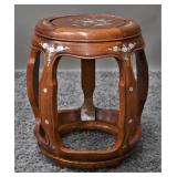 Chinese Rosewood Inlay Drum Table