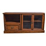 Oak Glass Door Media Cabinet