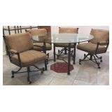 Glass & Brushed Metal Dining Table With Chairs