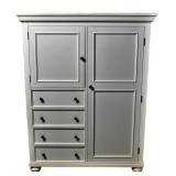 White Wood Armoire Wardrobe With Drawers