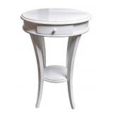 White Round End Table With Storage Drawer