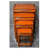 Rosewood Carved Wood Nesting Tables (4)