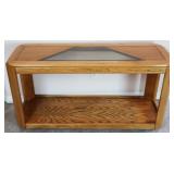 Light Oak Glass Insert Entryway Console Table