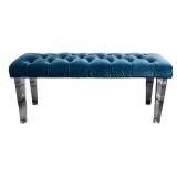 Diamond Tuft Accent Bench With Acrylic Legs