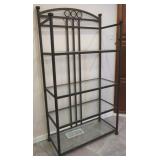 Black Metal Glass Shelf Bakers Rack Bookcase
