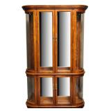 Vtg Pulaski Oak Curved Glass Collector