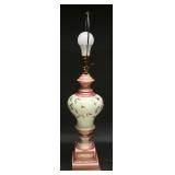 Green, Pink Burmese-Style Porcelain Leaf Lamp
