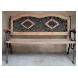 Iron Wrought & Pine Wood Outdoor Bench