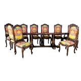Louis XV Style Dining Room Table w/ Ten Chairs