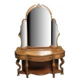 Bassett Inlaid Maple Vanity Table With Mirror