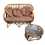 Franco Albini Rattan Wicker Couch & Coffee Table