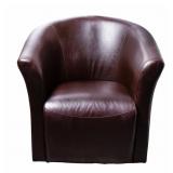 Shanghai Furniture Brown Leather Swivel Chair