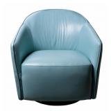 Jason Furniture Blue Leather Swivel Chair