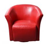Shanghai Furniture Red Leather Swivel Chair