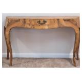 1970s Neoclassical Style Burlwood Console Table