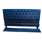 Navy Blue Diamond Tufted King Bed