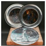 US Historical Society Pewter/Painted Glass Plates