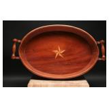 Vintage Oval Wooden Serving Cocktail Tray