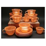 Fire King Peach Lusterware Saucers & Cups