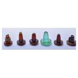 Antique Flat Head Glass Bottle Stoppers (6)
