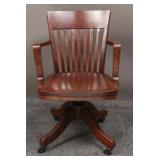 Vintage Crocker Walnut Wood Swiveling Office Chair