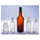 Antique Food Bottles- Fig Syrup & Hardesty + (5)