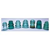 Vtg. Brookfield, Gayner Aqua Glass Insulators (7)