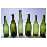 Mouth-Blown Olive Glass Wine Glasses + (6)