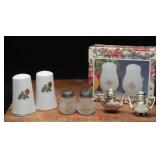 Earthenware , Teapot, & Glass Salt &Pepper Shakers