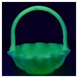 Fenton Uranium Custard Satin Persian Medallion