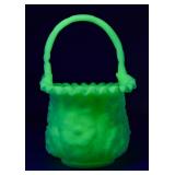 Fenton Uranium Custard Satin Poppy Basket
