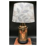 1930s Brass Chinoiserie Tea Canister Table Lamp