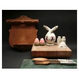 Fred Roberts Ceramic salad Set W/Display +(9)