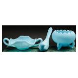 Fenton Blue Satin Persian Medallion & Cherry Chain