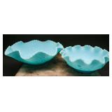 Fenton Blue Satin Persian Medallion & Cherry Chain