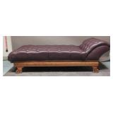 Vintage Burgundy Tufted Leather Chaise Lounge