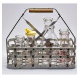 Vintage Glass Milk Bottle Collection, Carrier (9)