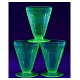Jeannette Cherry Blossom Uranium Footed Tumblers