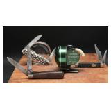 Vintage Johnson Fishing Reel, Pocket Knives (4)