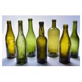 Hand Blown Black Glass Ale & Beer Bottles (7)