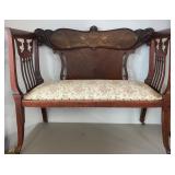 Antique Settee Parlor Sofa Mother Of Pearl Inlay
