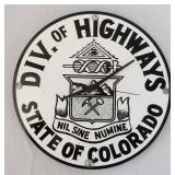 Colorado Div. of Highways Enameled Sign/Clock
